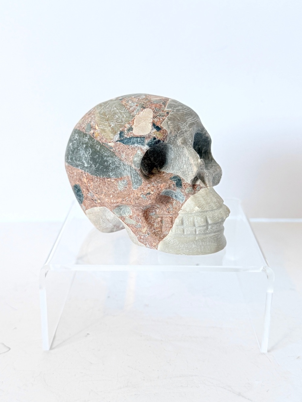 Australian Brecciated Chert Crystal Skull Carving Carved Stone Sculpture 294g